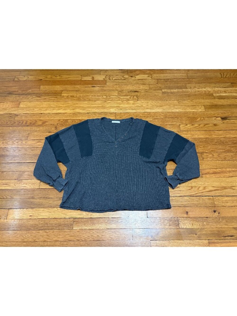We The Free People Womens Oversized Thermal Shirt Size Small Gray Cotton Blend